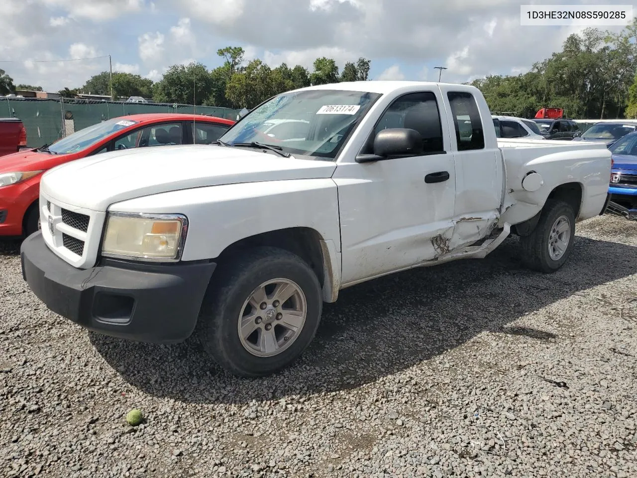 2008 Dodge Dakota Sxt VIN: 1D3HE32N08S590285 Lot: 70613174