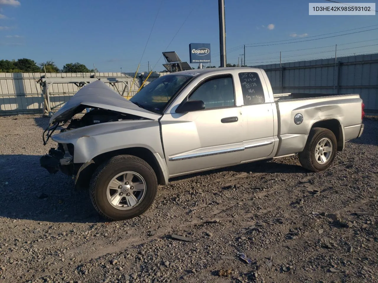 2008 Dodge Dakota Slt VIN: 1D3HE42K98S593102 Lot: 72263314