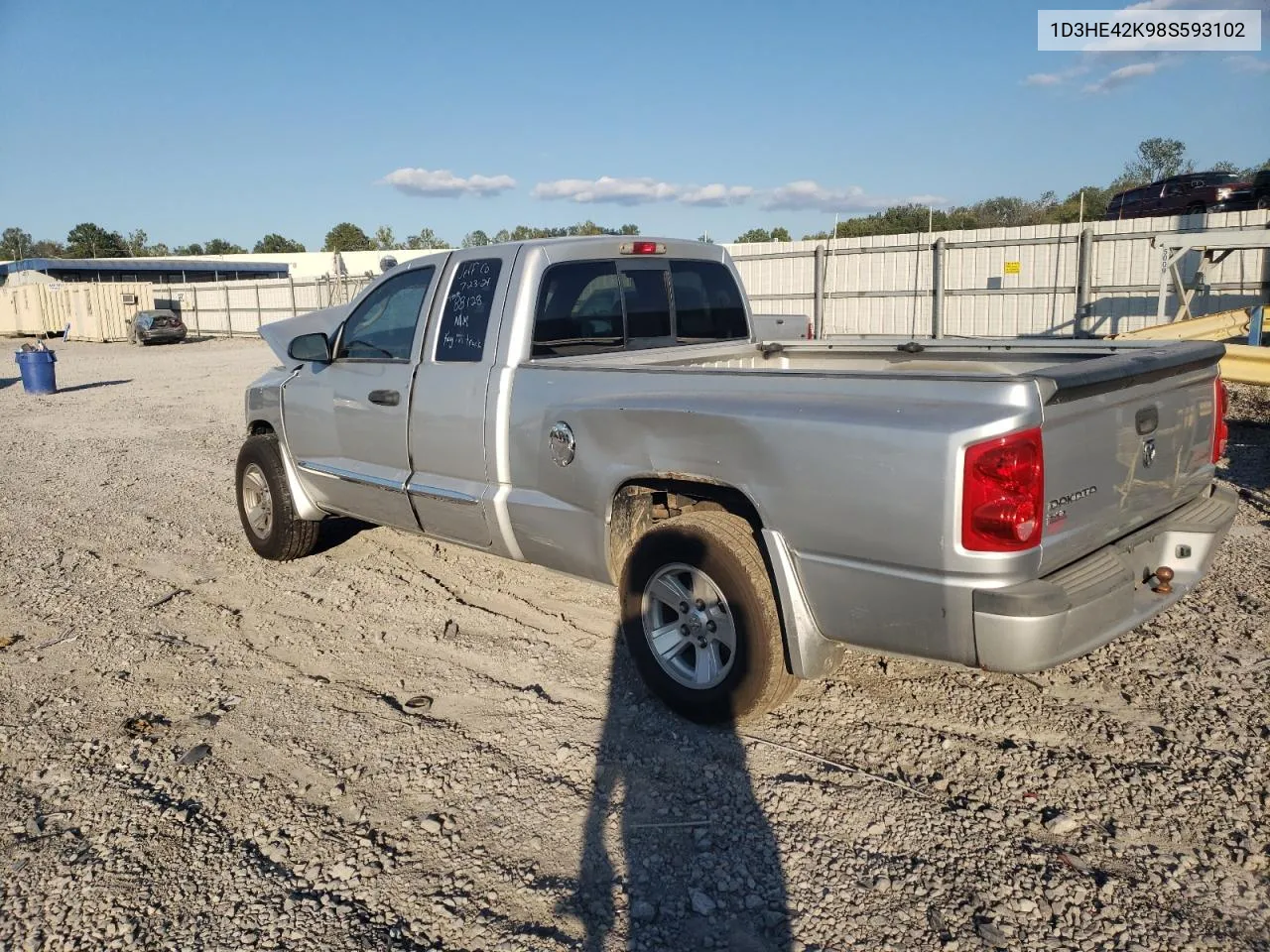 2008 Dodge Dakota Slt VIN: 1D3HE42K98S593102 Lot: 72263314