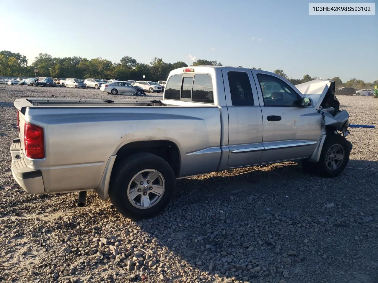 2008 Dodge Dakota Slt VIN: 1D3HE42K98S593102 Lot: 72263314