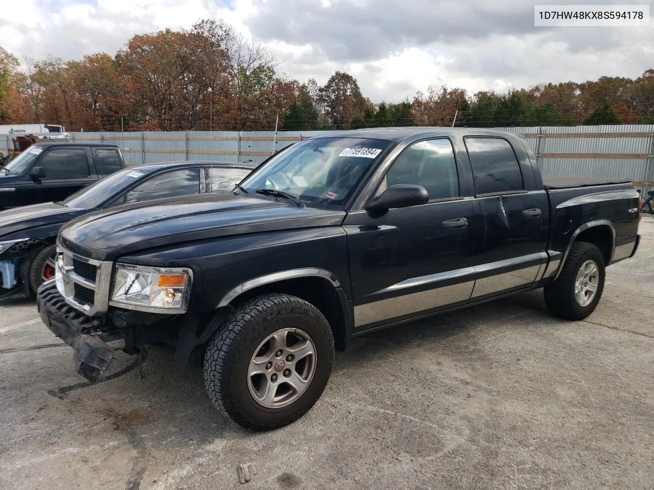 2008 Dodge Dakota Quad Slt VIN: 1D7HW48KX8S594178 Lot: 77591894