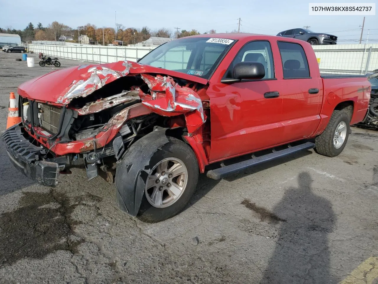 2008 Dodge Dakota Sxt VIN: 1D7HW38KX8S542737 Lot: 78130834