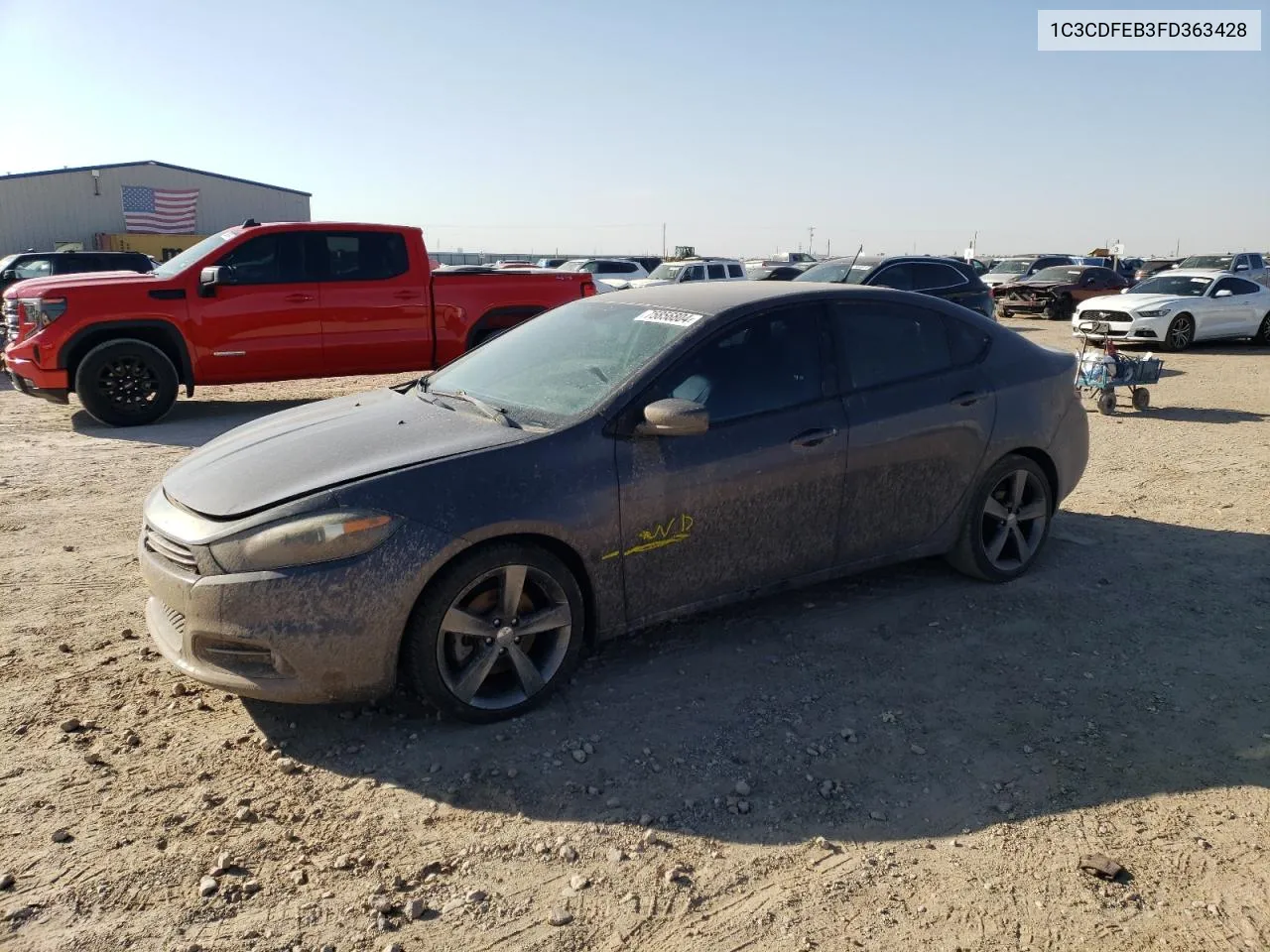 2015 Dodge Dart Gt VIN: 1C3CDFEB3FD363428 Lot: 75856804