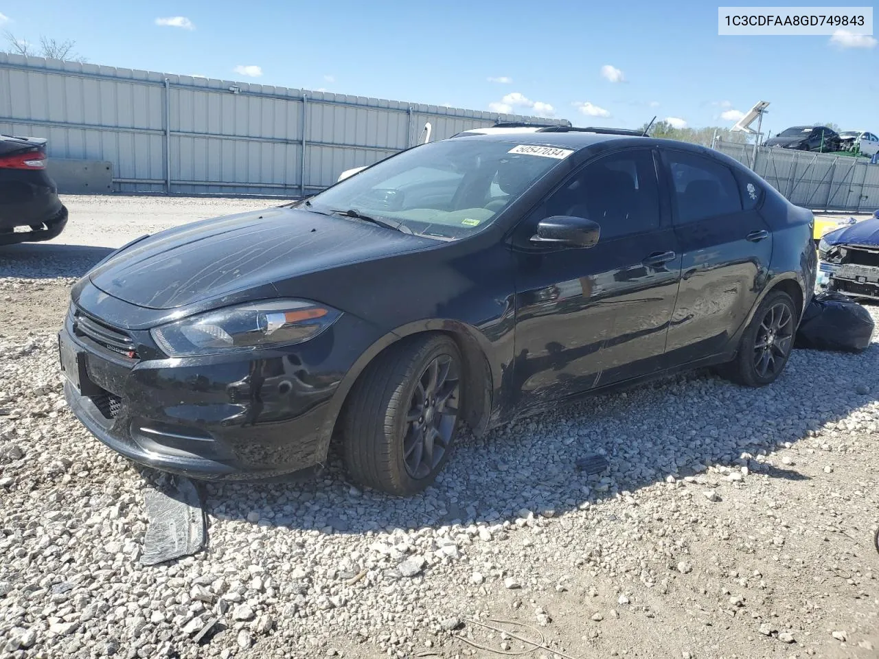 2016 Dodge Dart Se VIN: 1C3CDFAA8GD749843 Lot: 50547034