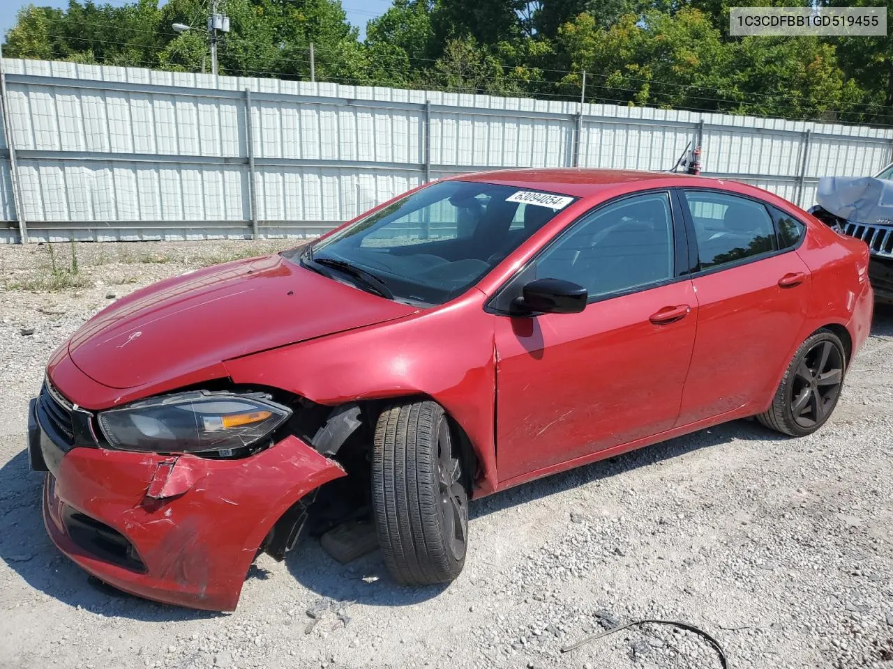 2016 Dodge Dart Sxt VIN: 1C3CDFBB1GD519455 Lot: 63094054