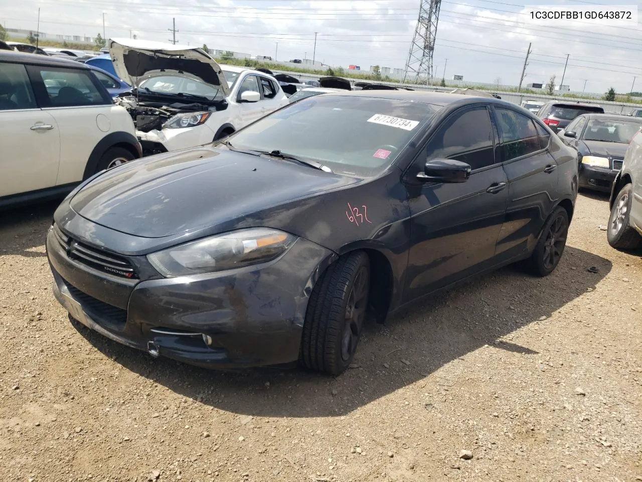 2016 Dodge Dart Sxt VIN: 1C3CDFBB1GD643872 Lot: 67730734