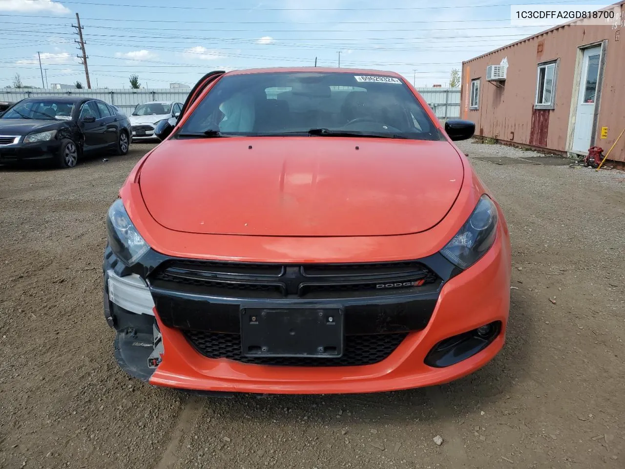 2016 Dodge Dart Sxt Sport VIN: 1C3CDFFA2GD818700 Lot: 69629324