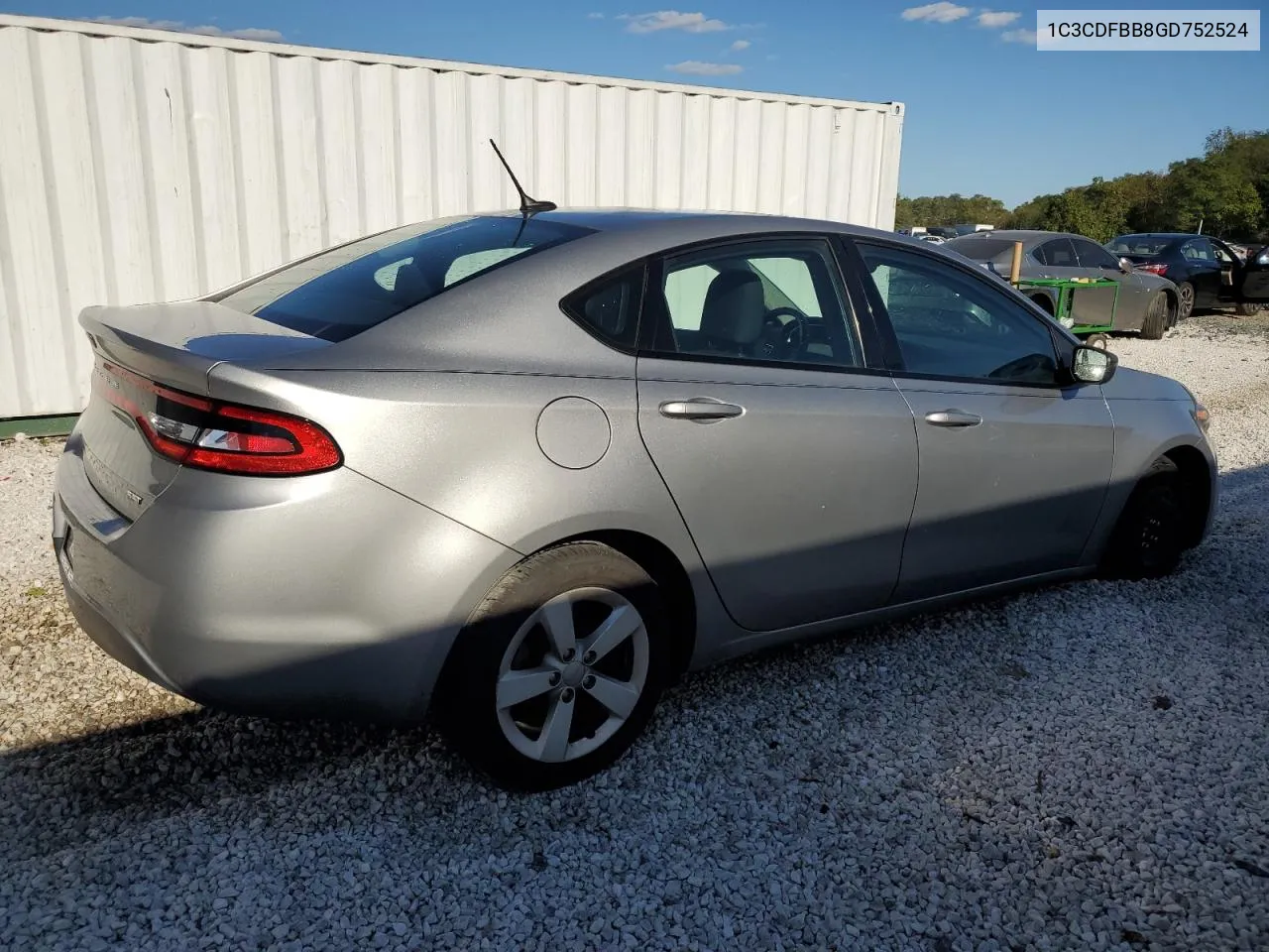 2016 Dodge Dart Sxt VIN: 1C3CDFBB8GD752524 Lot: 74118244