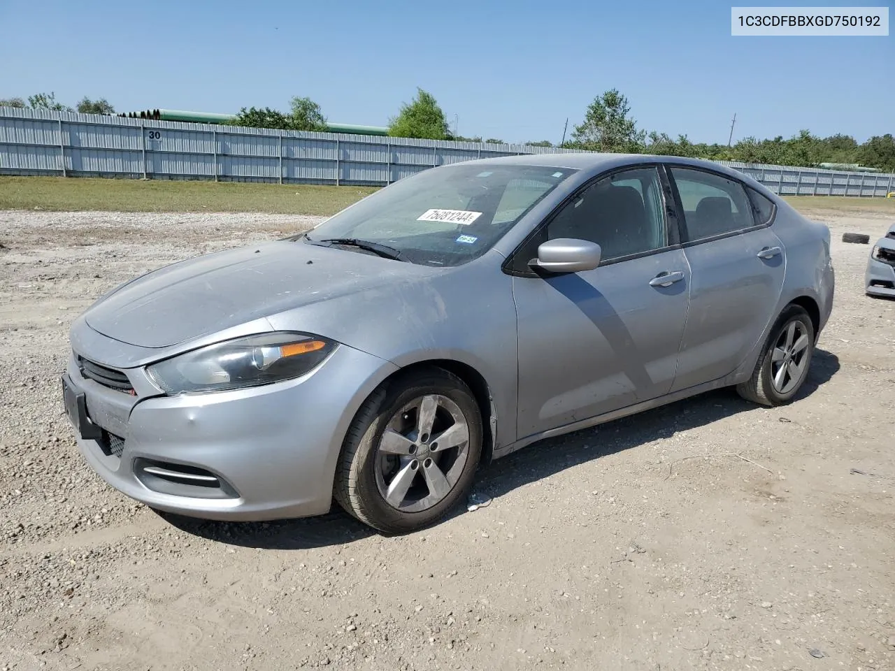 2016 Dodge Dart Sxt VIN: 1C3CDFBBXGD750192 Lot: 75081244