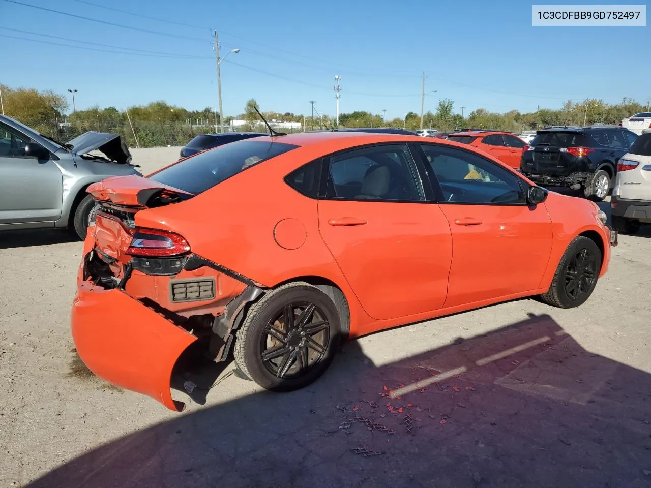 2016 Dodge Dart Sxt VIN: 1C3CDFBB9GD752497 Lot: 75252664