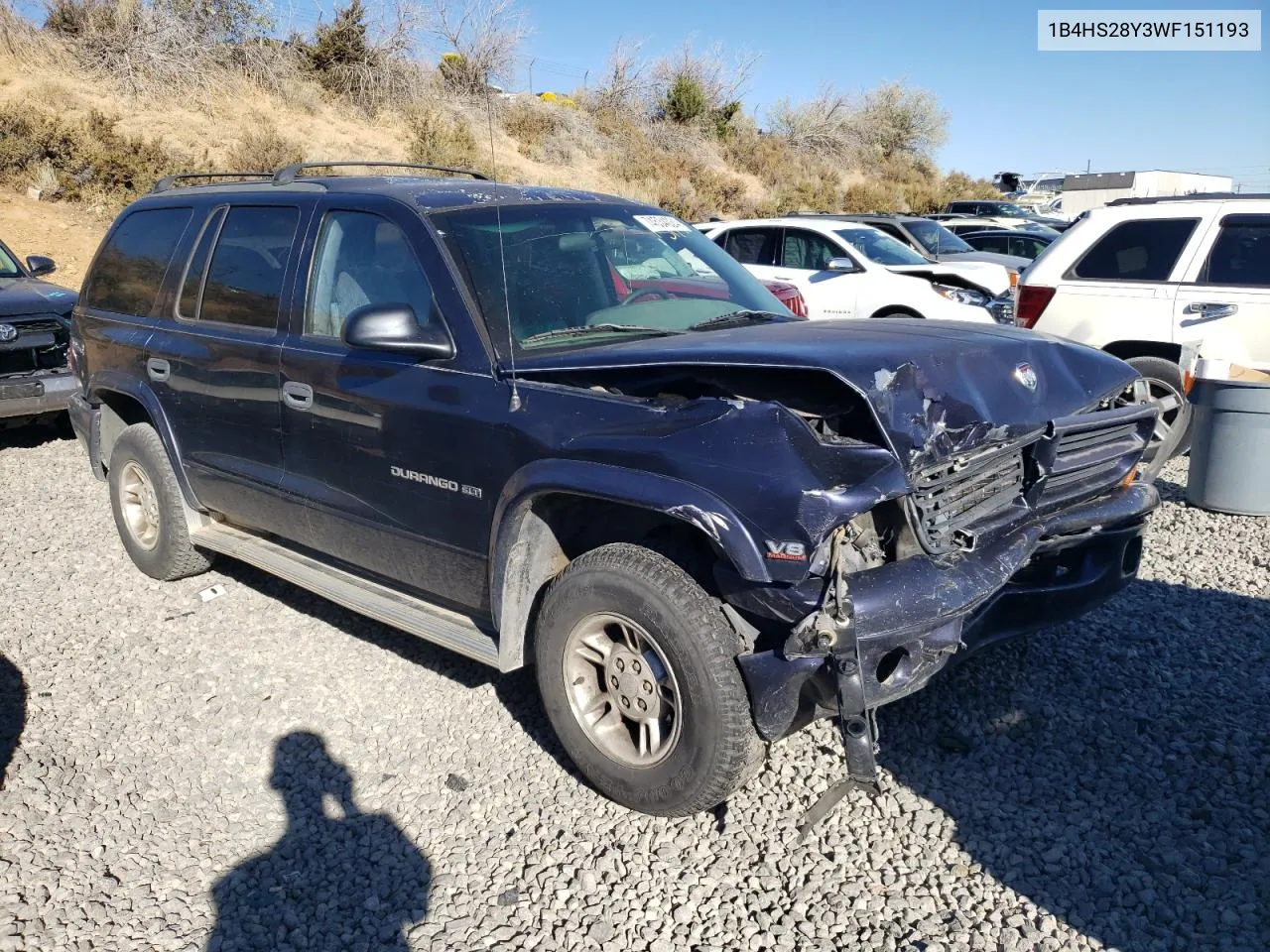 1998 Dodge Durango VIN: 1B4HS28Y3WF151193 Lot: 74534024