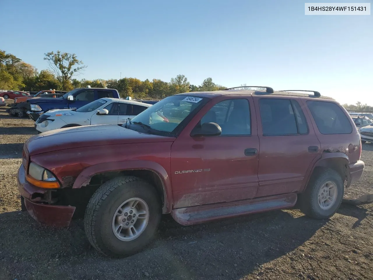 1998 Dodge Durango VIN: 1B4HS28Y4WF151431 Lot: 74946754