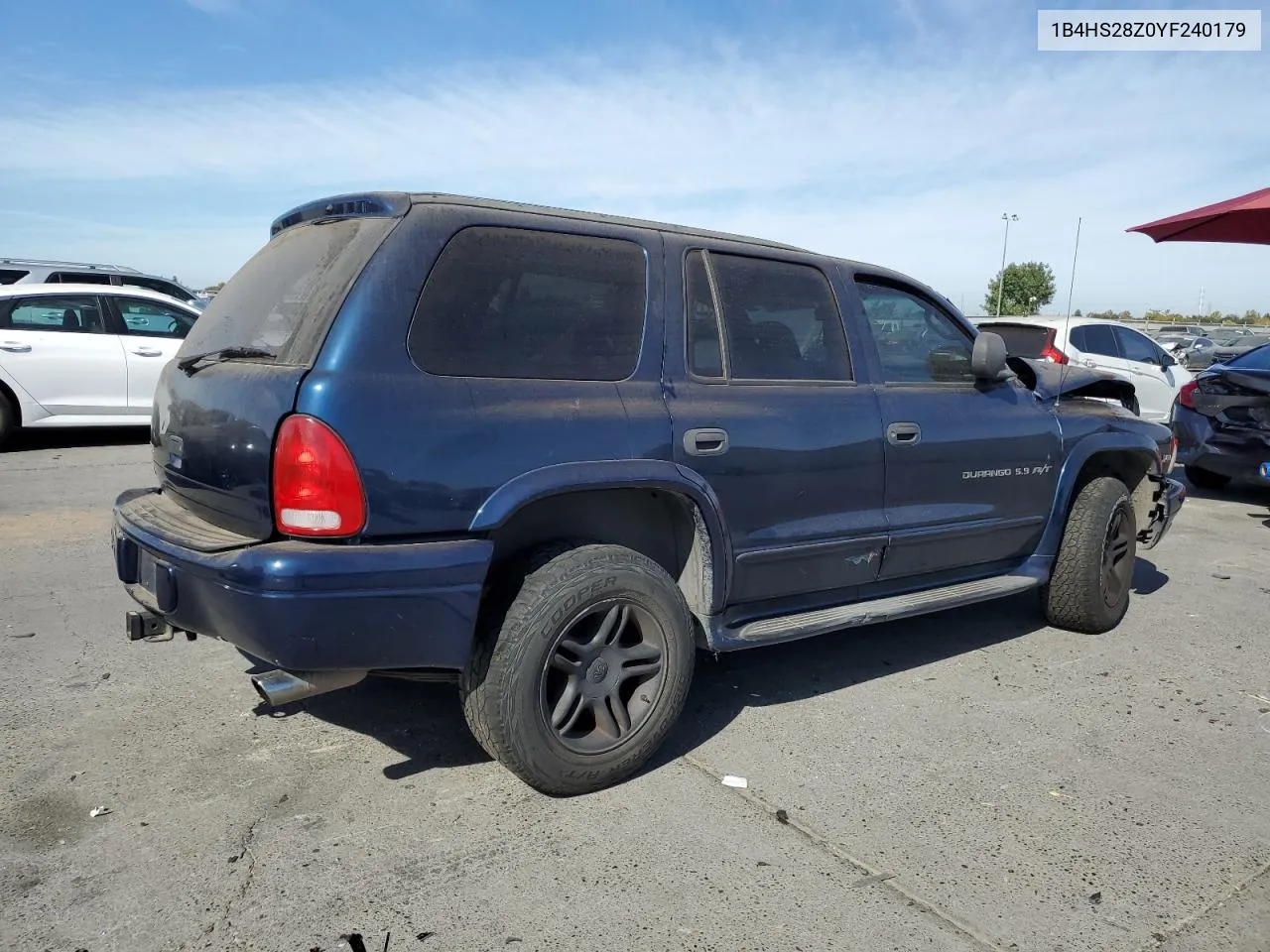 2000 Dodge Durango VIN: 1B4HS28Z0YF240179 Lot: 75691704