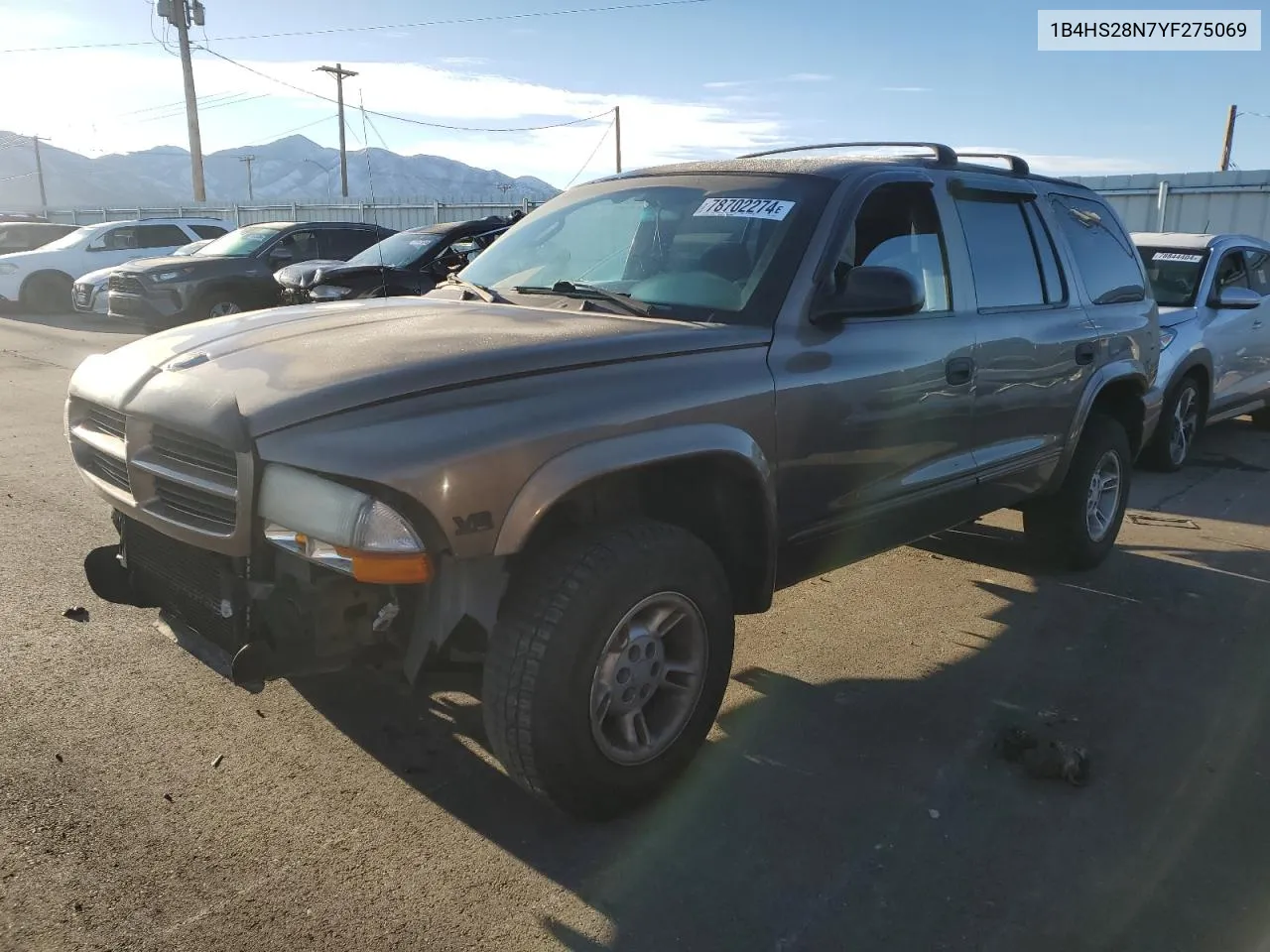 2000 Dodge Durango VIN: 1B4HS28N7YF275069 Lot: 78702274