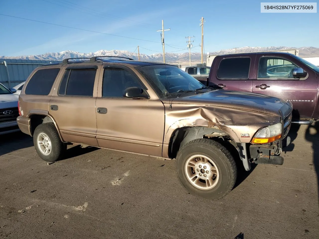 2000 Dodge Durango VIN: 1B4HS28N7YF275069 Lot: 78702274