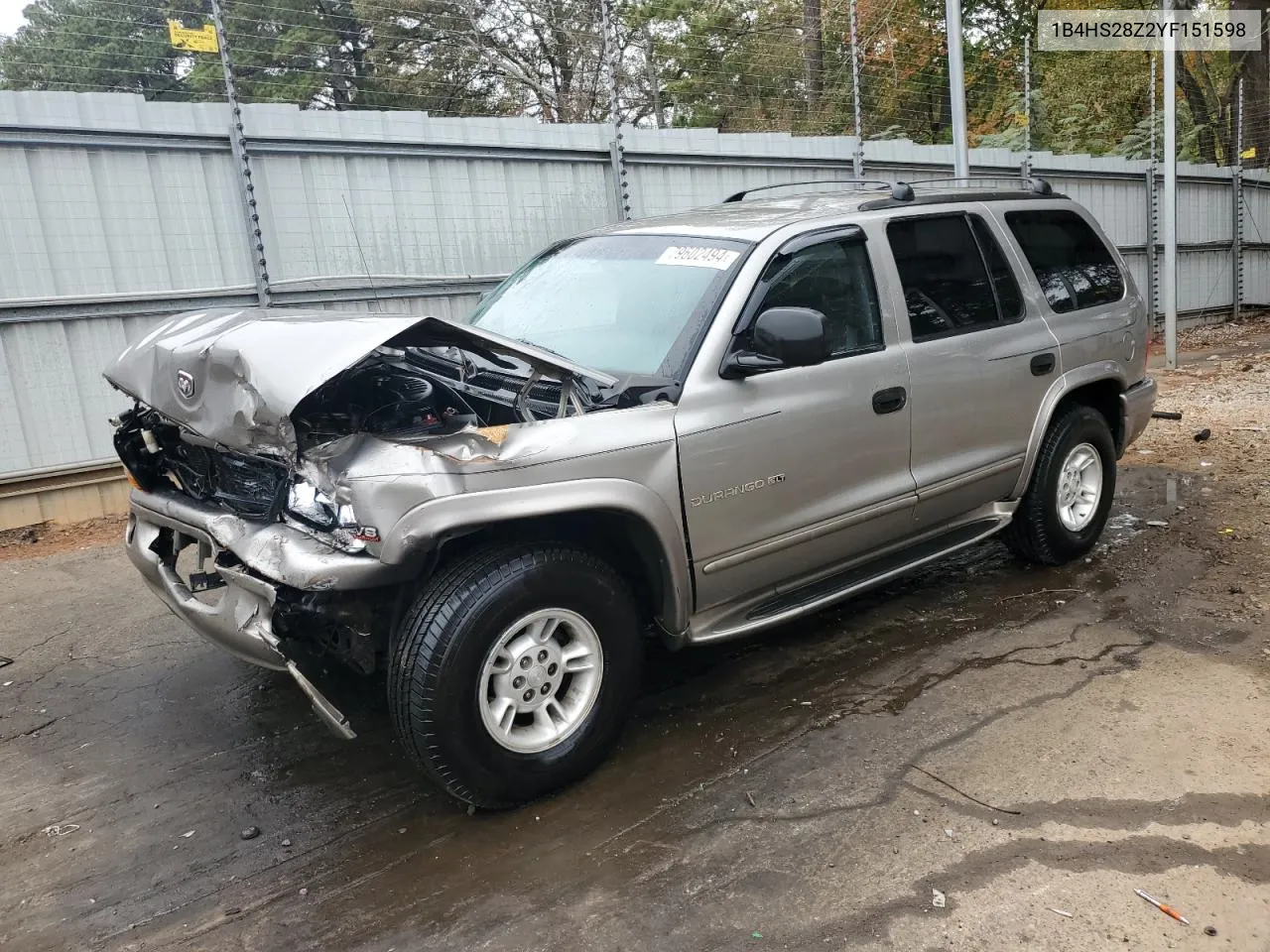 2000 Dodge Durango VIN: 1B4HS28Z2YF151598 Lot: 79602494