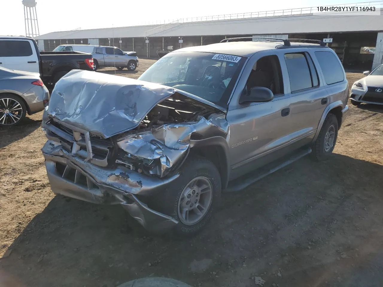 2000 Dodge Durango VIN: 1B4HR28Y1YF116943 Lot: 80566063