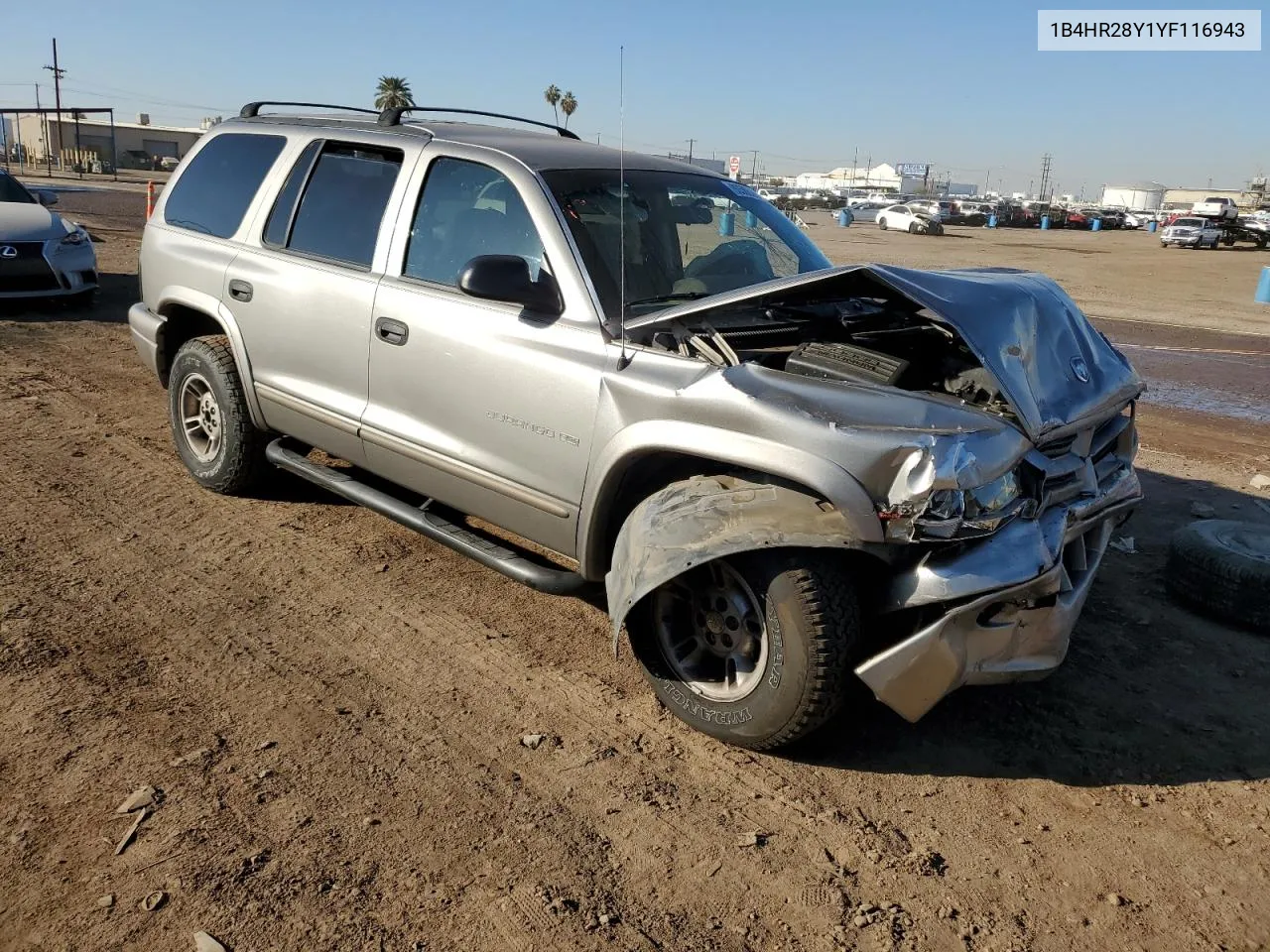 2000 Dodge Durango VIN: 1B4HR28Y1YF116943 Lot: 80566063