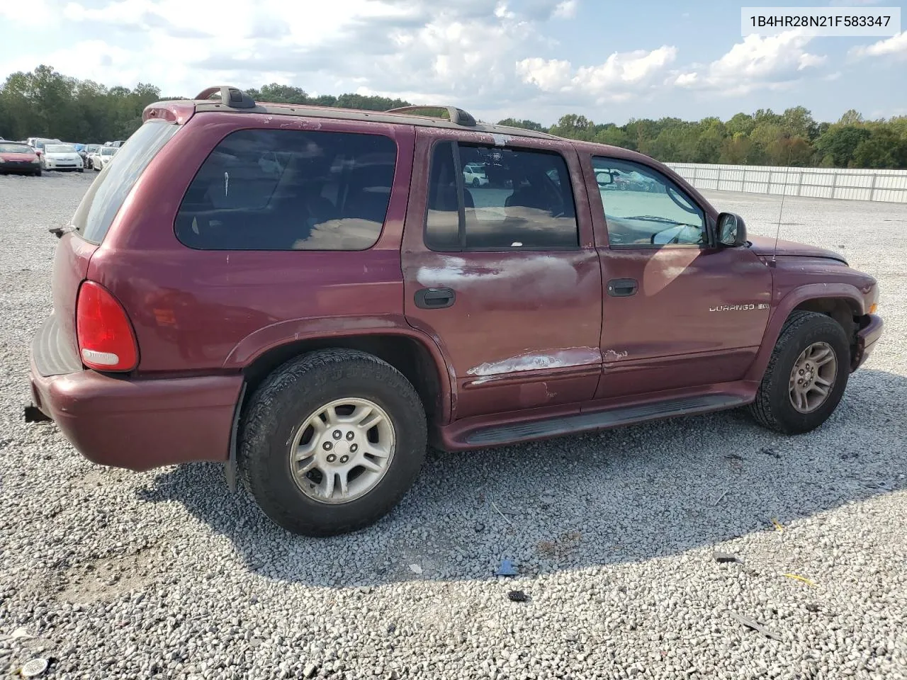 2001 Dodge Durango VIN: 1B4HR28N21F583347 Lot: 73935374