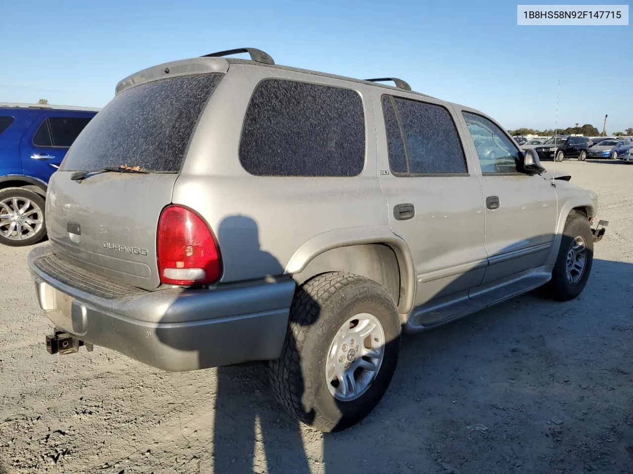 2002 Dodge Durango Slt Plus VIN: 1B8HS58N92F147715 Lot: 76606574