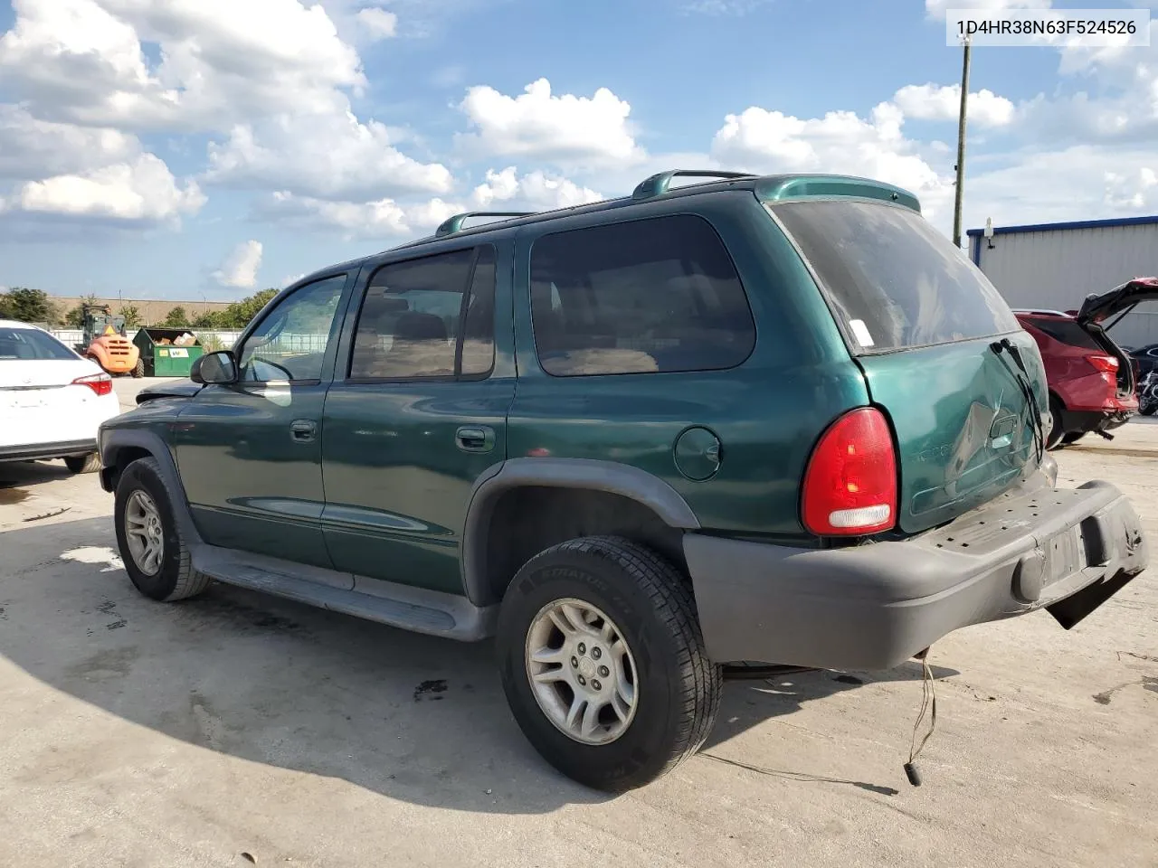 2003 Dodge Durango Sport VIN: 1D4HR38N63F524526 Lot: 71653974