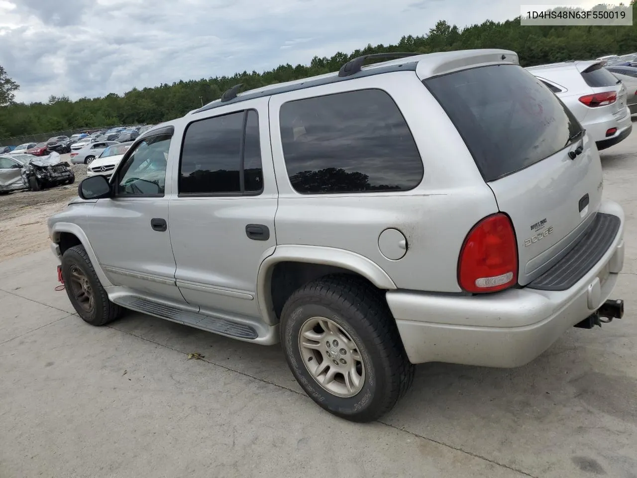 2003 Dodge Durango Slt VIN: 1D4HS48N63F550019 Lot: 74501684