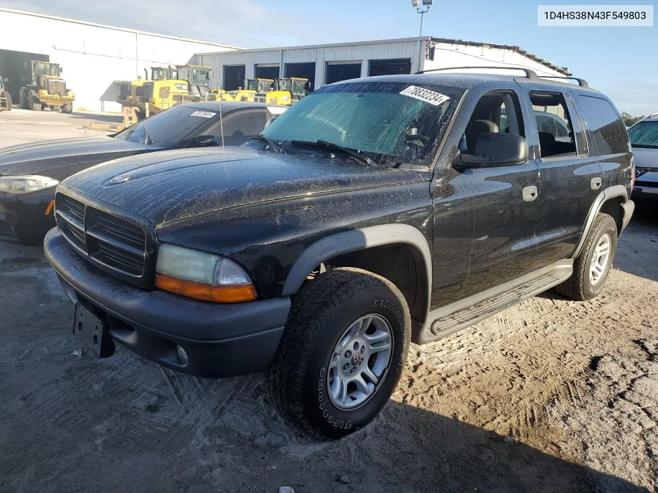 2003 Dodge Durango Sport VIN: 1D4HS38N43F549803 Lot: 78832234