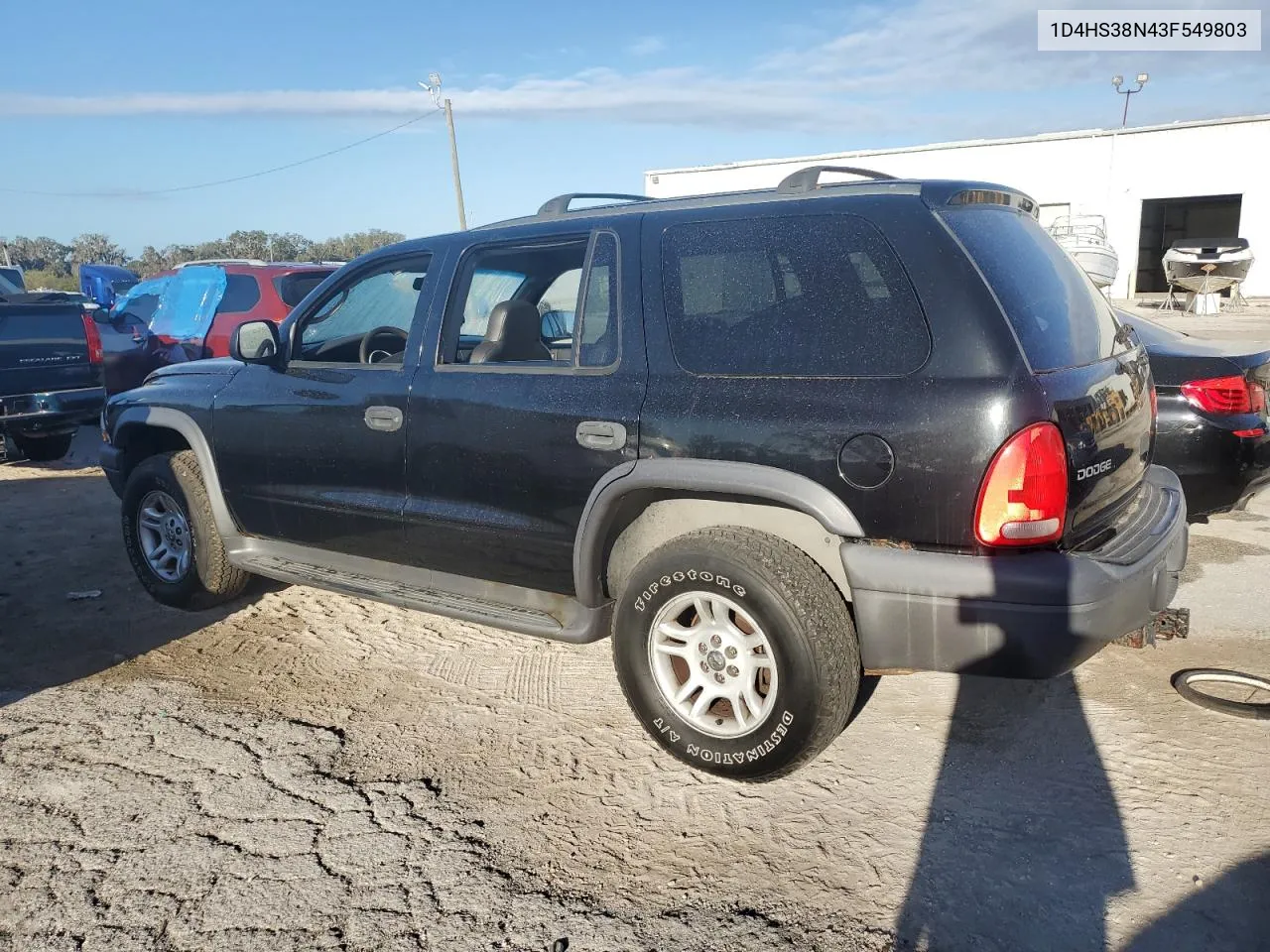 2003 Dodge Durango Sport VIN: 1D4HS38N43F549803 Lot: 78832234