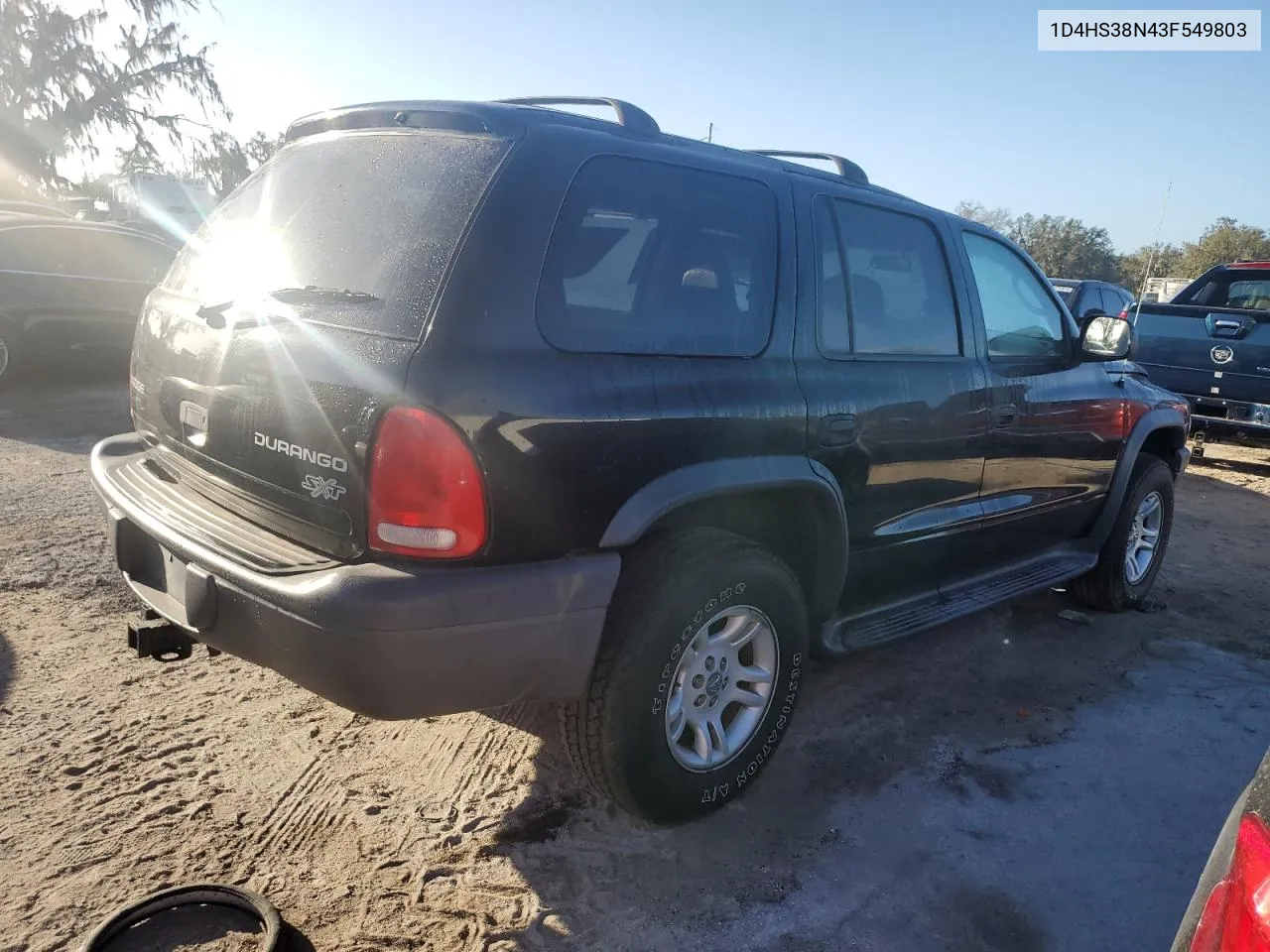 2003 Dodge Durango Sport VIN: 1D4HS38N43F549803 Lot: 78832234