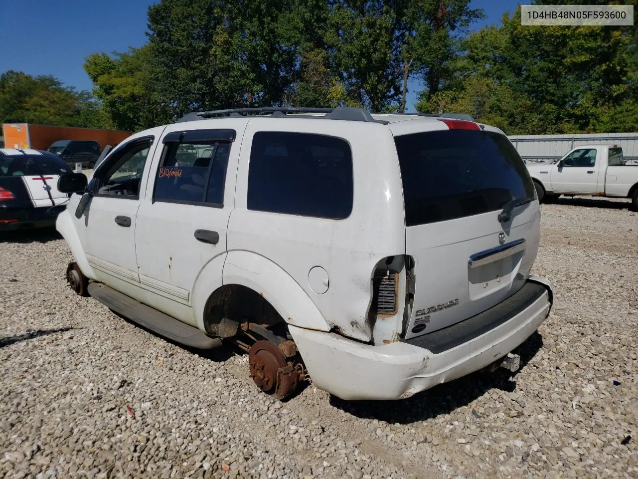 2005 Dodge Durango Slt VIN: 1D4HB48N05F593600 Lot: 37334594