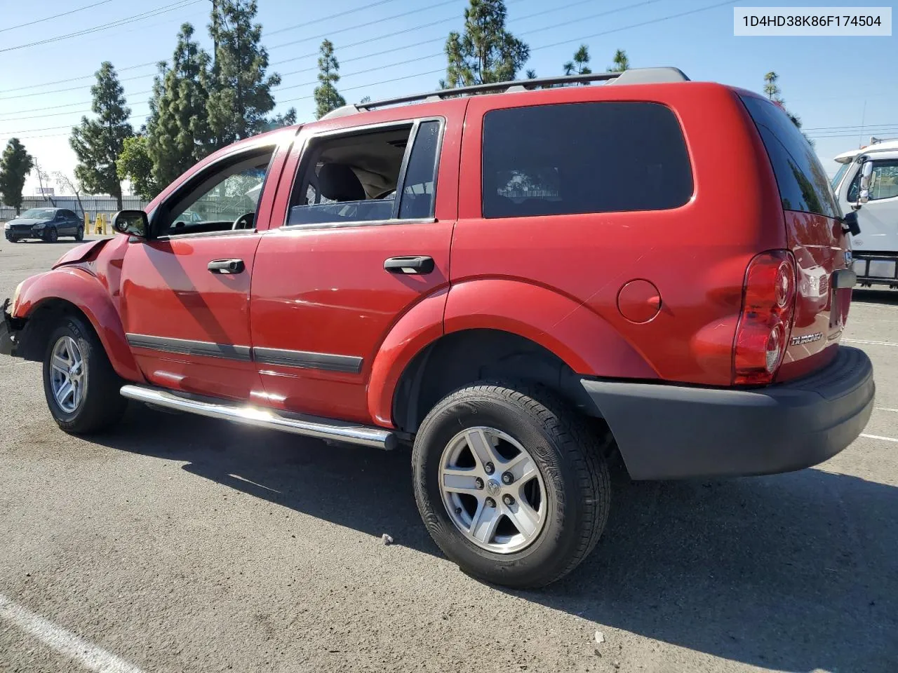 2006 Dodge Durango Sxt VIN: 1D4HD38K86F174504 Lot: 80253834