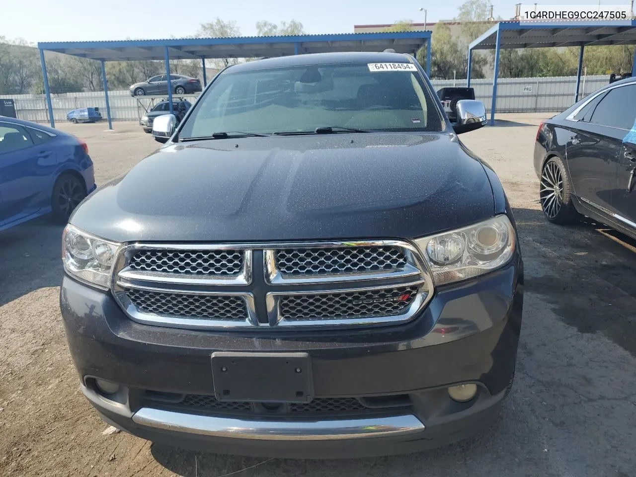 2012 Dodge Durango Citadel VIN: 1C4RDHEG9CC247505 Lot: 64118454