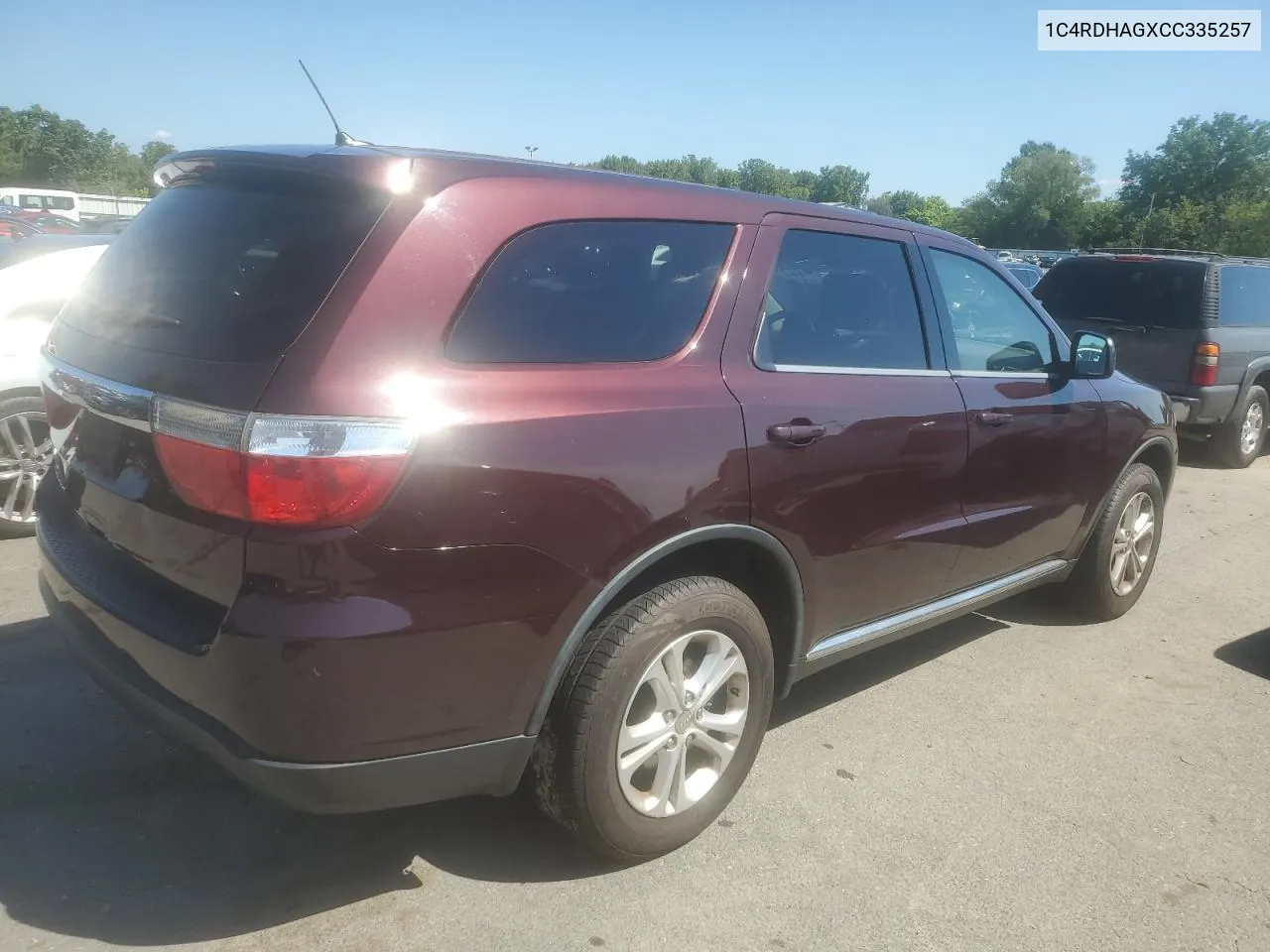 2012 Dodge Durango Sxt VIN: 1C4RDHAGXCC335257 Lot: 66901824