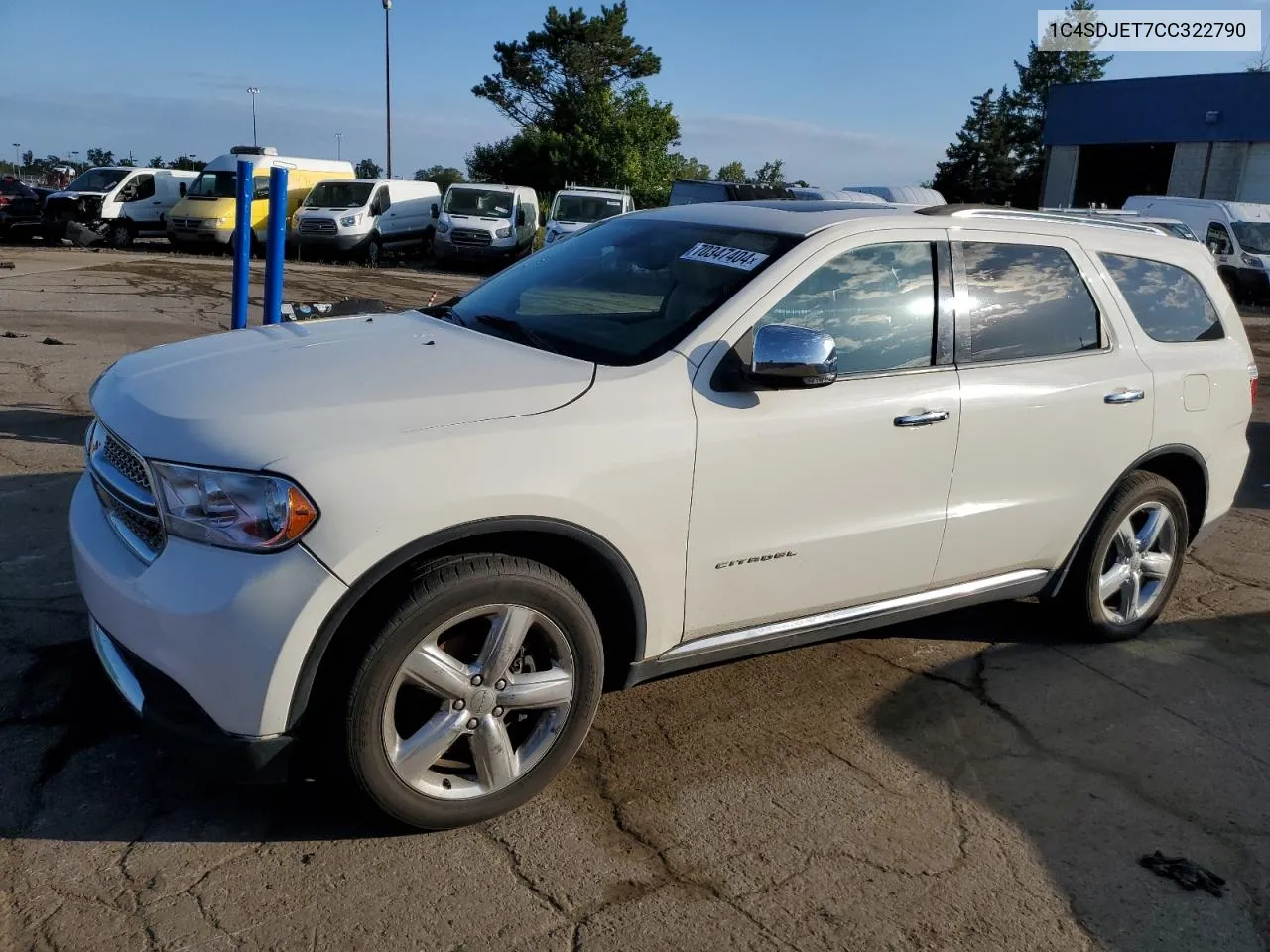 2012 Dodge Durango Citadel VIN: 1C4SDJET7CC322790 Lot: 70347404