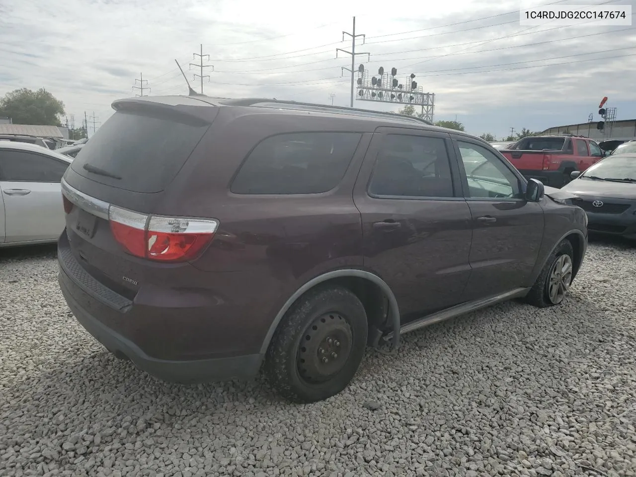 2012 Dodge Durango Crew VIN: 1C4RDJDG2CC147674 Lot: 71547864