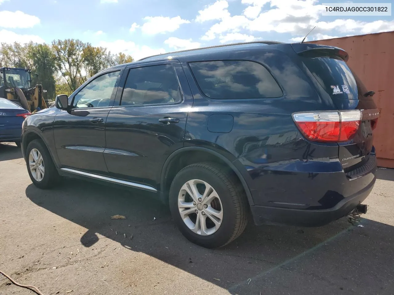 2012 Dodge Durango Sxt VIN: 1C4RDJAG0CC301822 Lot: 73477714