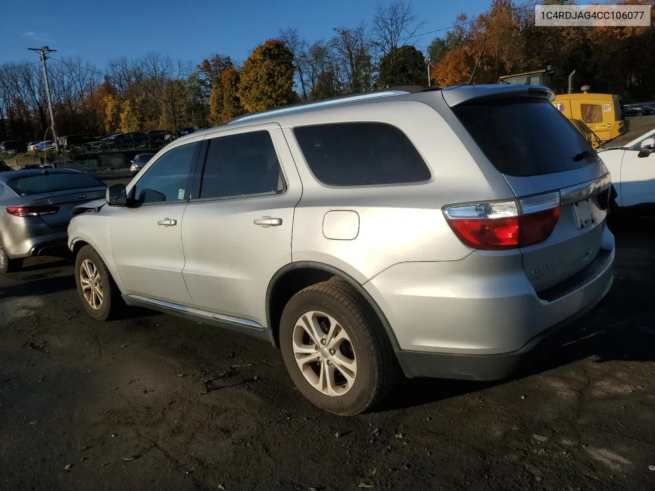 2012 Dodge Durango Sxt VIN: 1C4RDJAG4CC106077 Lot: 77030724