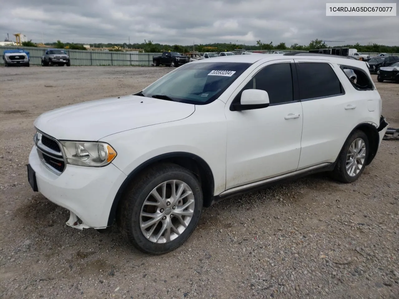 2013 Dodge Durango Sxt VIN: 1C4RDJAG5DC670077 Lot: 53593204