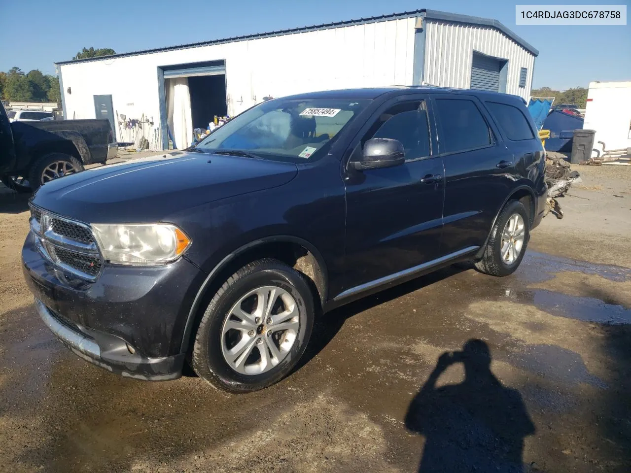 2013 Dodge Durango Sxt VIN: 1C4RDJAG3DC678758 Lot: 75857494