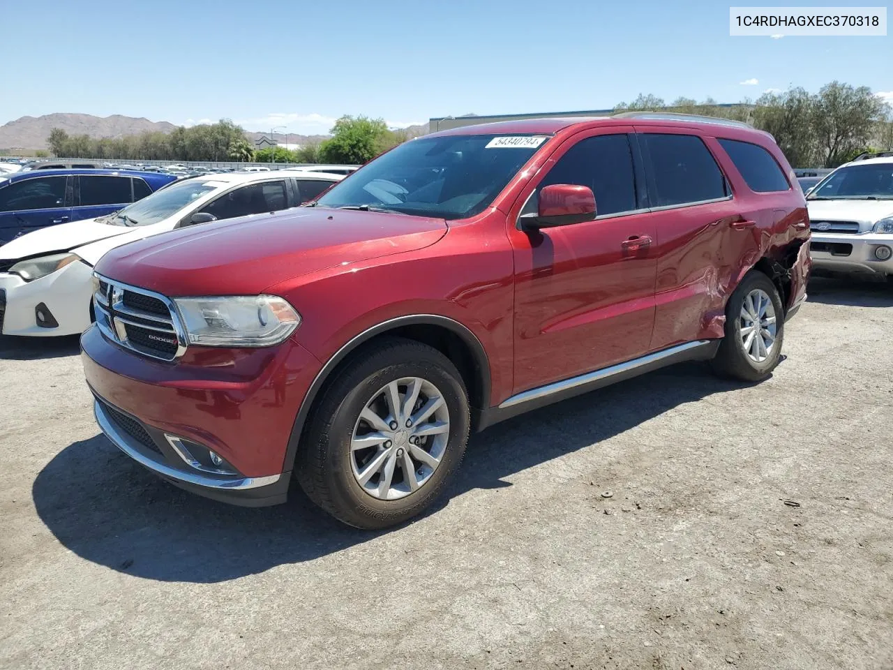 2014 Dodge Durango Sxt VIN: 1C4RDHAGXEC370318 Lot: 54340794