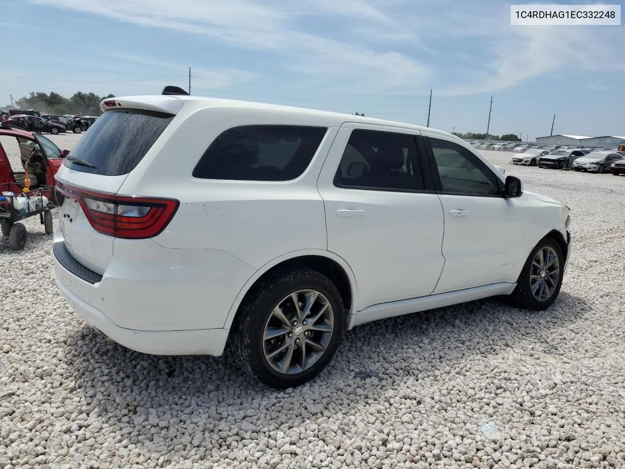 2014 Dodge Durango Sxt VIN: 1C4RDHAG1EC332248 Lot: 67854944