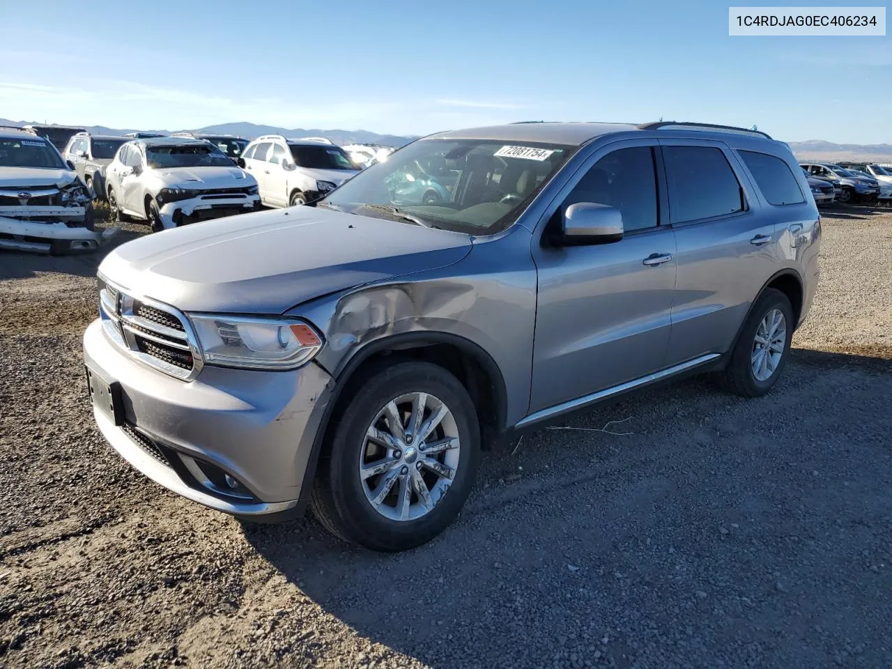 2014 Dodge Durango Sxt VIN: 1C4RDJAG0EC406234 Lot: 72081754