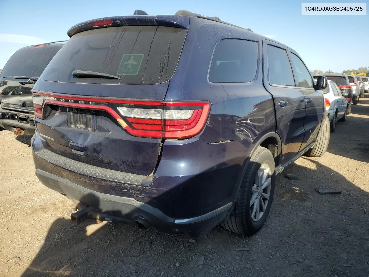 2014 Dodge Durango Sxt VIN: 1C4RDJAG3EC405725 Lot: 74739954