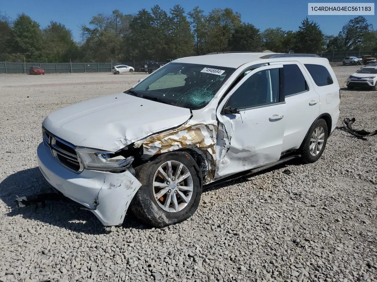 2014 Dodge Durango Sxt VIN: 1C4RDHAG4EC561183 Lot: 74946694