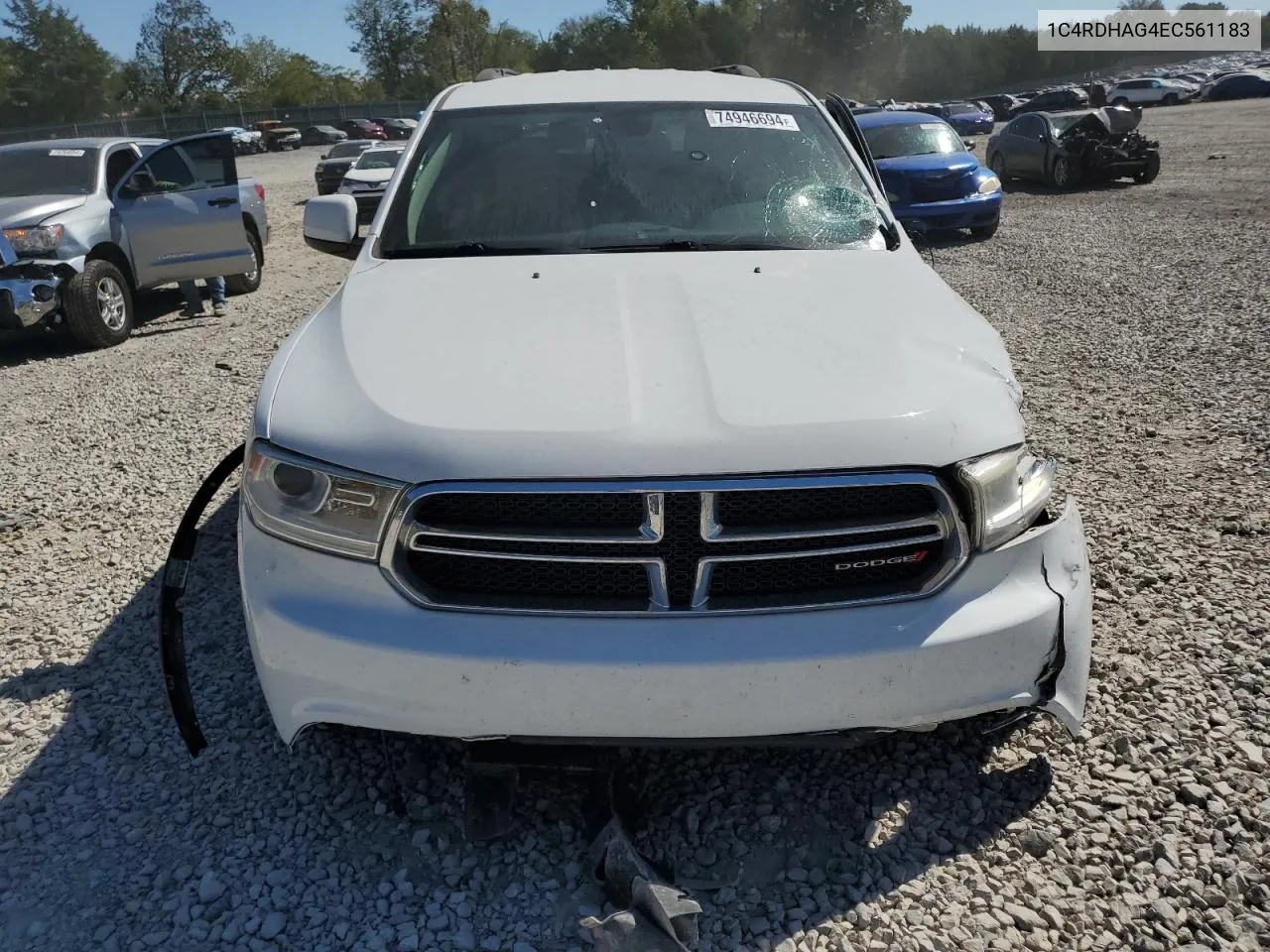 2014 Dodge Durango Sxt VIN: 1C4RDHAG4EC561183 Lot: 74946694