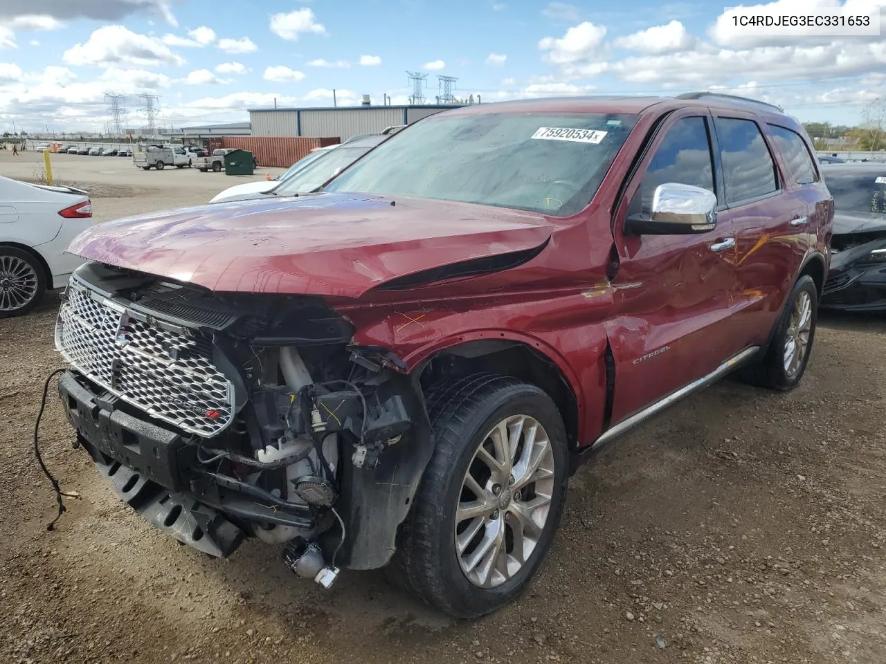 2014 Dodge Durango Citadel VIN: 1C4RDJEG3EC331653 Lot: 75920534