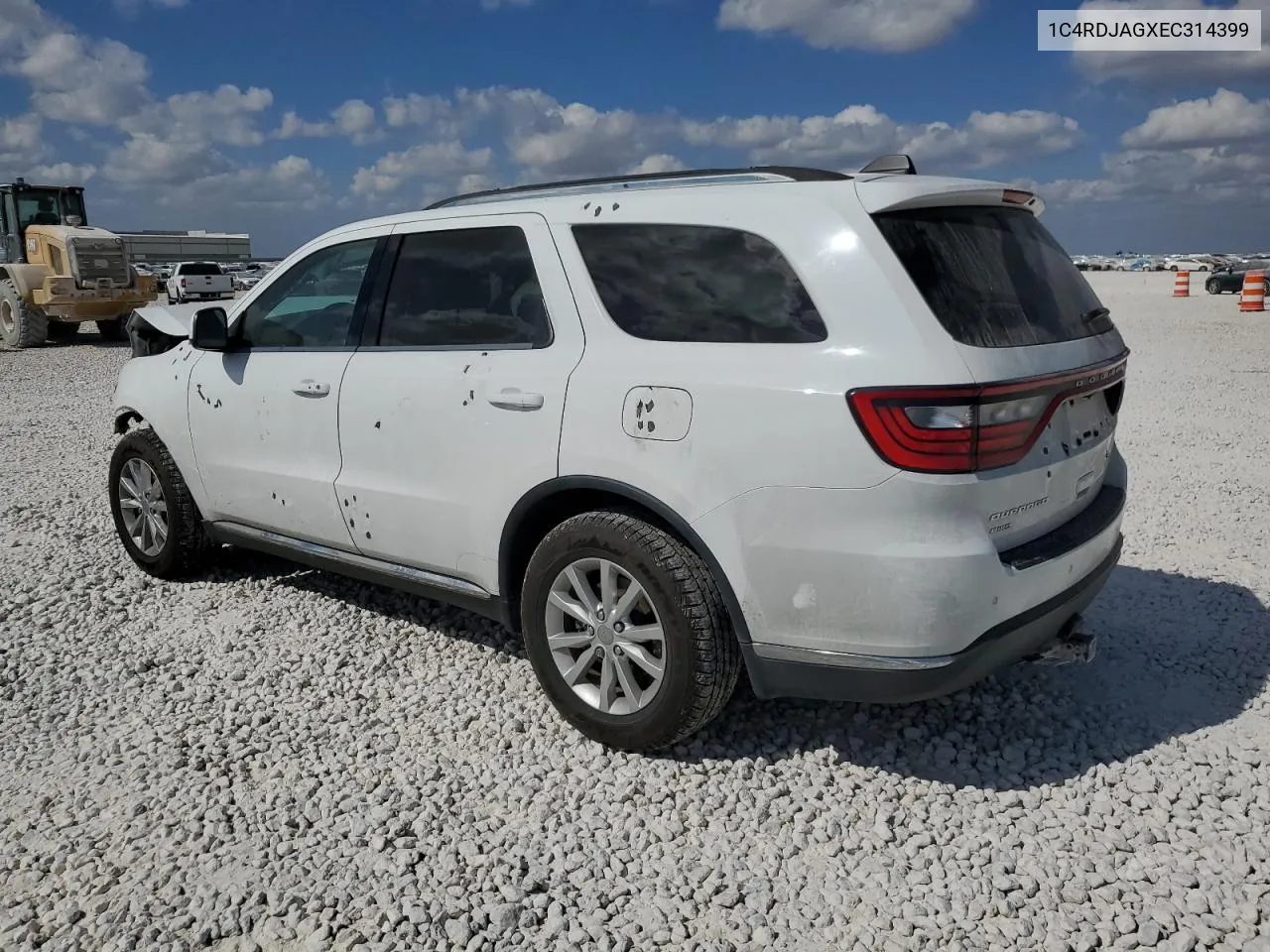 2014 Dodge Durango Sxt VIN: 1C4RDJAGXEC314399 Lot: 78182324