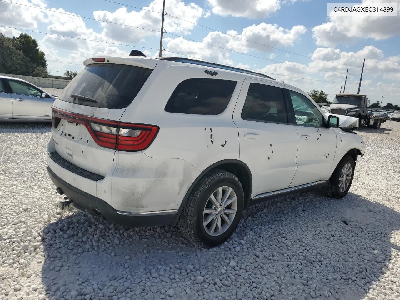 2014 Dodge Durango Sxt VIN: 1C4RDJAGXEC314399 Lot: 78182324