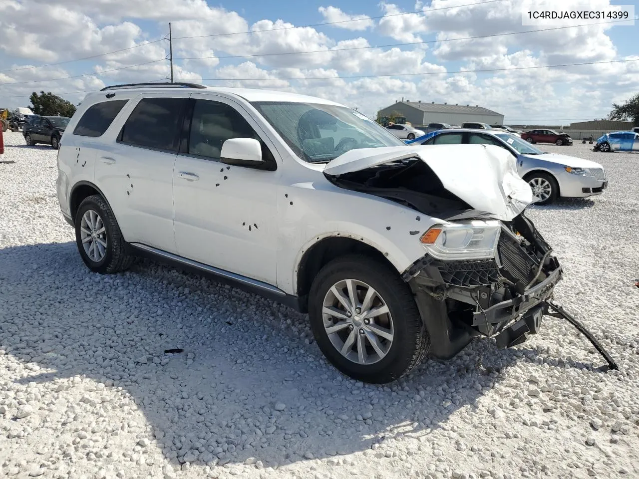 2014 Dodge Durango Sxt VIN: 1C4RDJAGXEC314399 Lot: 78182324