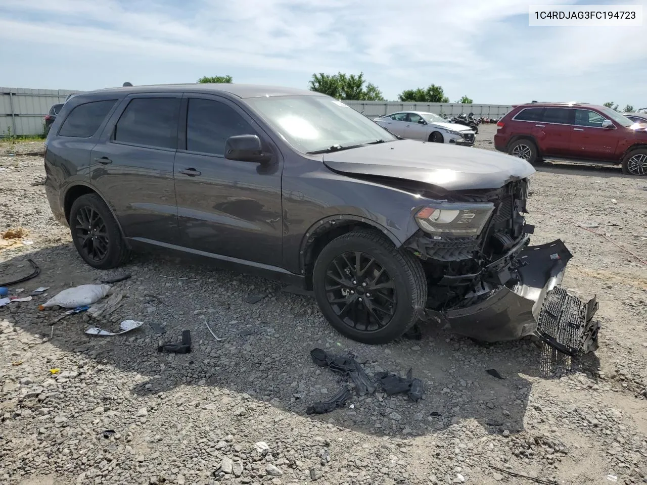 2015 Dodge Durango Sxt VIN: 1C4RDJAG3FC194723 Lot: 53298944